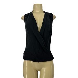 Chelsea And Walker Size 0 Women Black Silk Blouse V-neck Sleeveless 46-6
